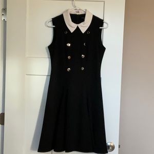 Tommy Hilfiger, black dress.  Size 6.  Cream collar, gold buttons.  Worn twice